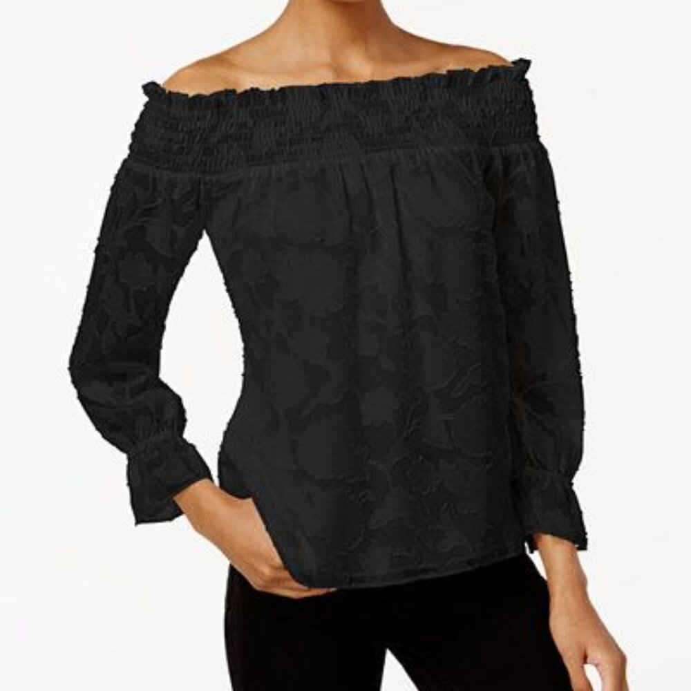 Bar III Textured Off-The-Shoulder Top